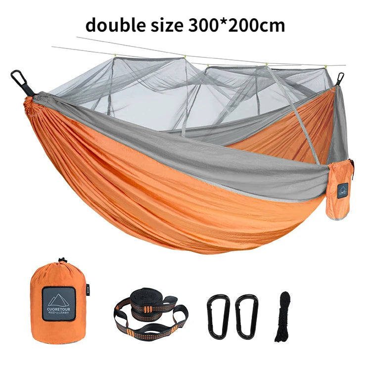 Portable Nylon Camping Hammock with Mosquito Net