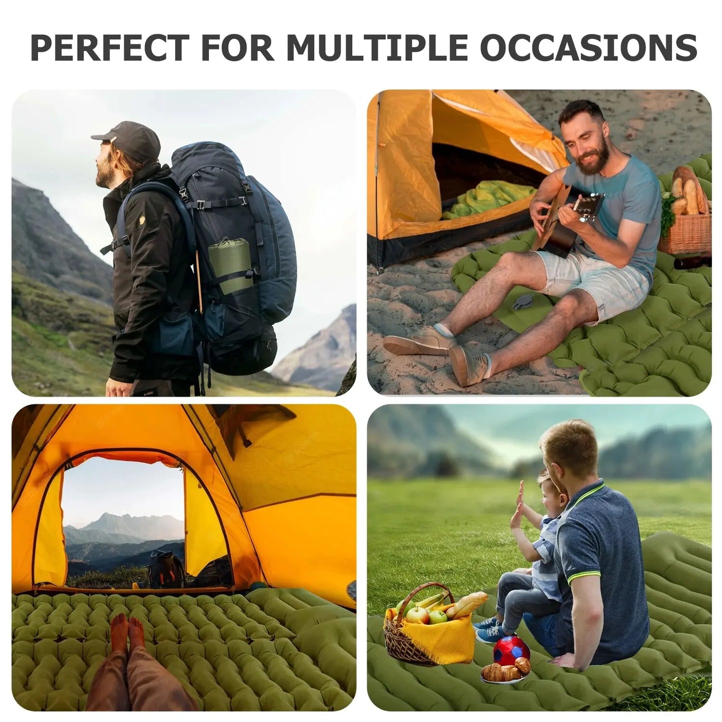 Thicken Inflatable Sleeping Pad | Built-in Pillow & Pump