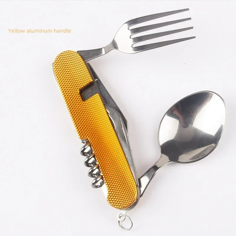 Foldable Camping Utensil Set | Multi-Functional Knife Fork Spoon Combo