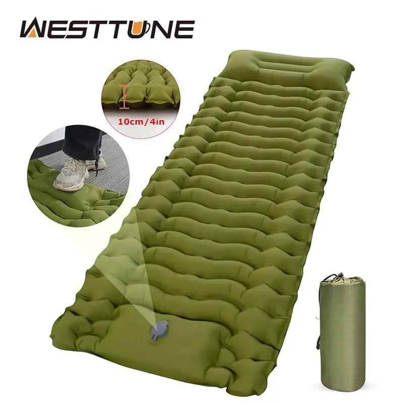 Thicken Inflatable Sleeping Pad | Built-in Pillow & Pump