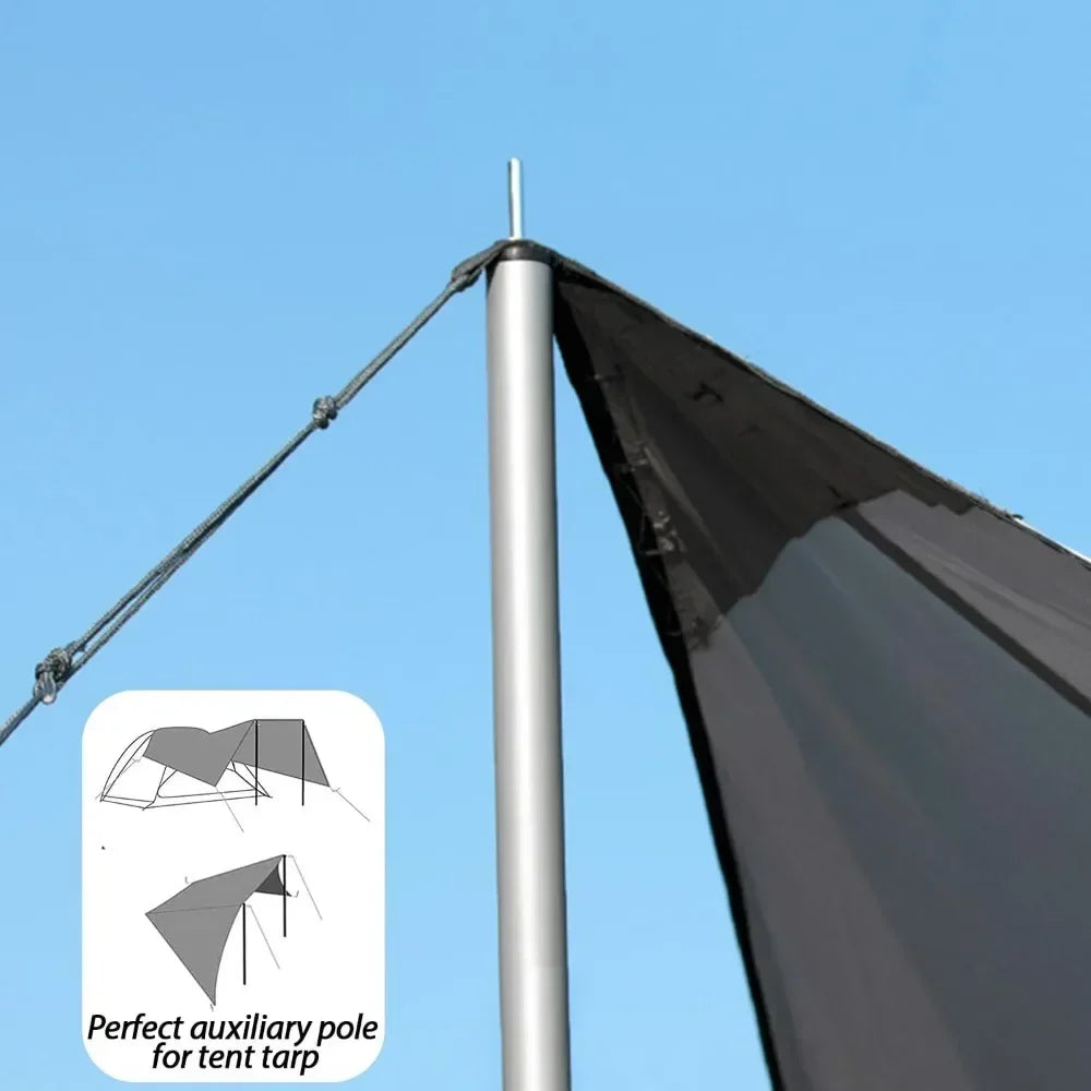 Adjustable Steel Tent Pole Set (2) | Tarp & Shelter Rods with Pegs & Ropes