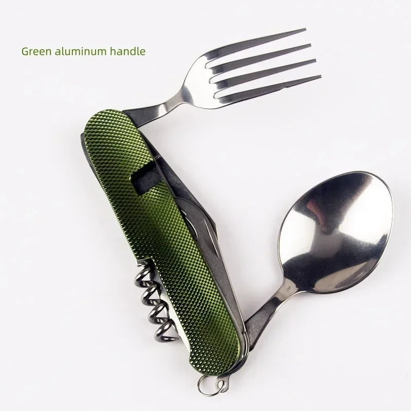 Foldable Camping Utensil Set | Multi-Functional Knife Fork Spoon Combo