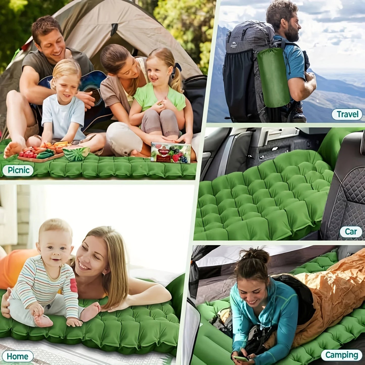 Super Thick 4-inch Inflatable Sleeping Mat | Built-in Pillow & Pump