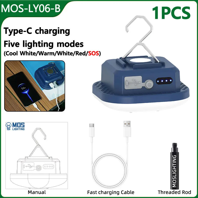 Rechargeable Camping Lantern with Magnet & Zoom | Portable Tent Lamp & Work Light
