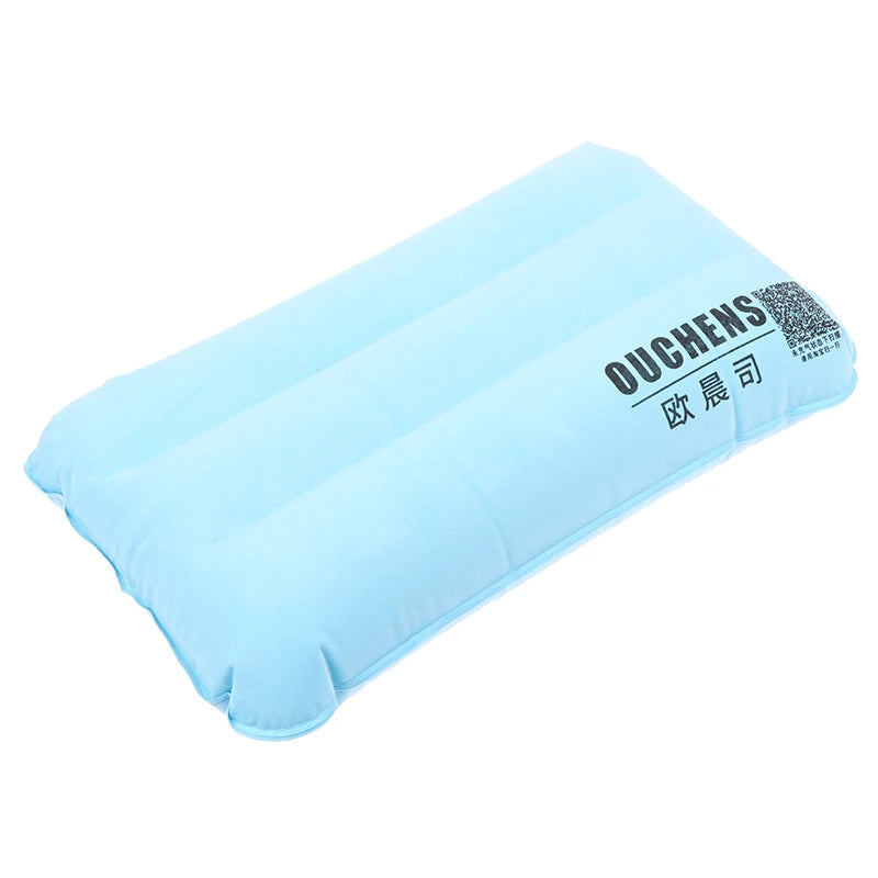 Portable Inflatable Flocking PVC Pillow | Travel Outdoor Head Rest