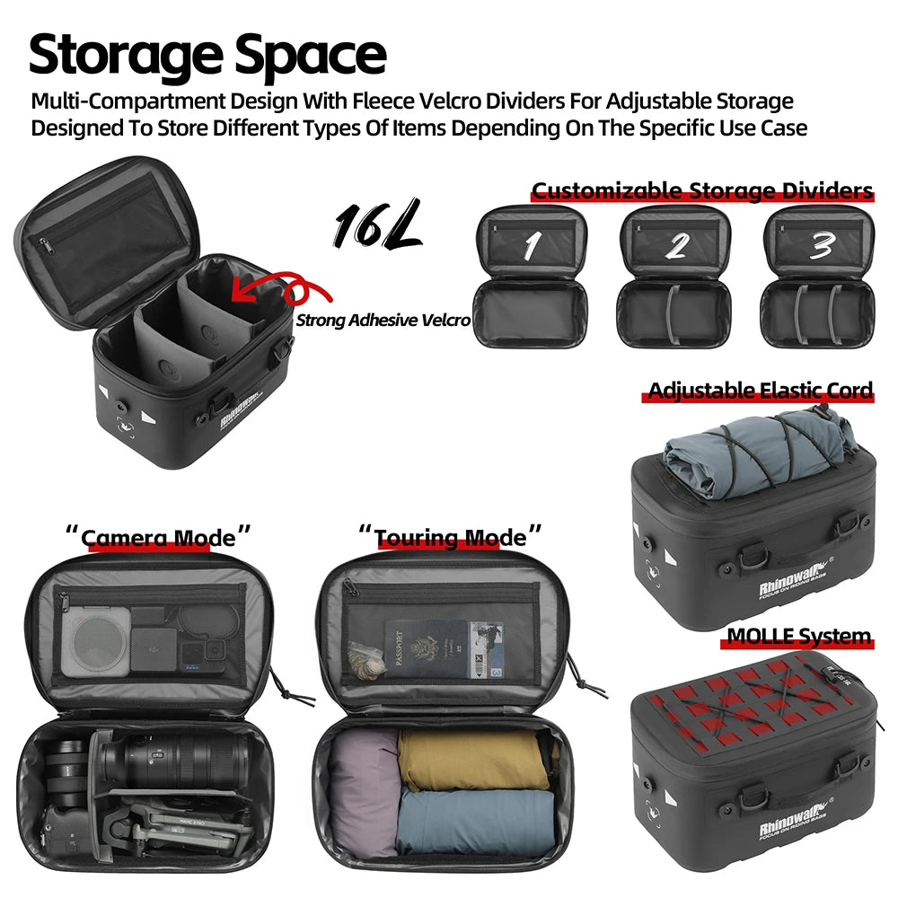 Motorcycle Top Bag | Waterproof Dry Top Side Case Expansion Bag Hardshell Saddle Luggage