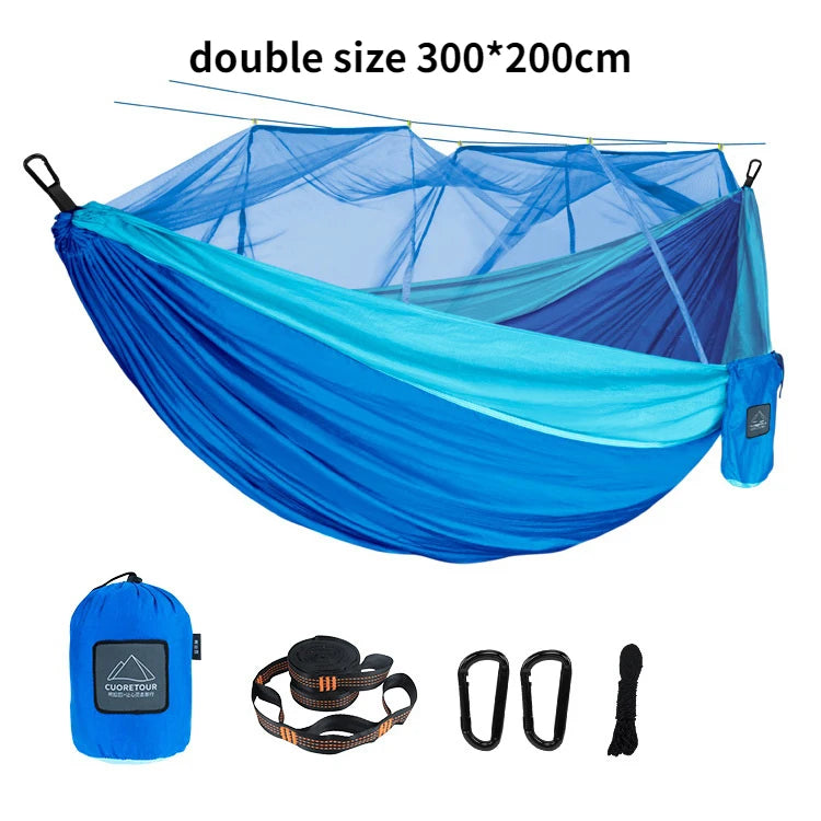 Portable Nylon Camping Hammock with Mosquito Net