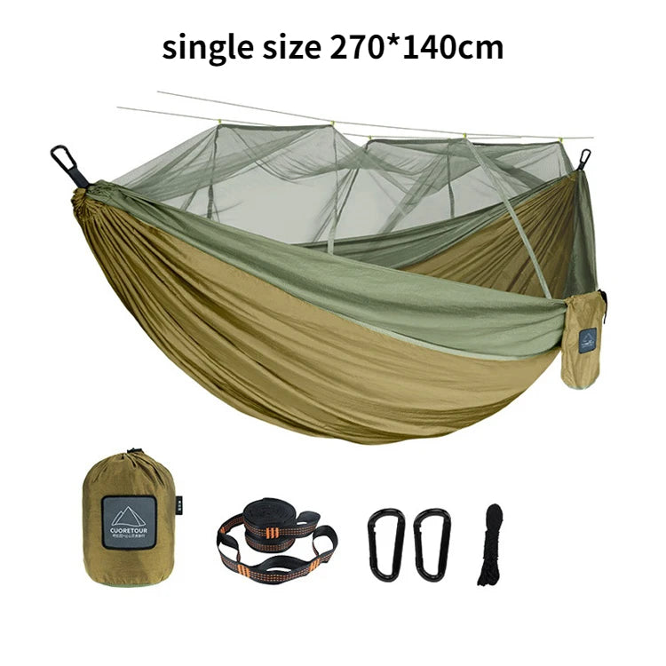 Portable Nylon Camping Hammock with Mosquito Net