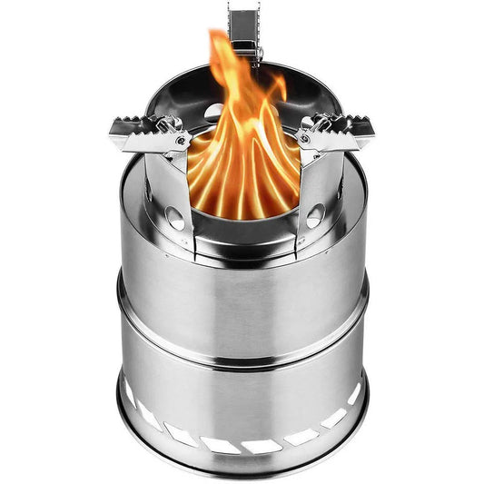 Ultralight Mini Wood Burning Camping Stove | Portable Stainless Steel Cooker