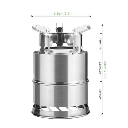 Ultralight Mini Wood Burning Camping Stove | Portable Stainless Steel Cooker
