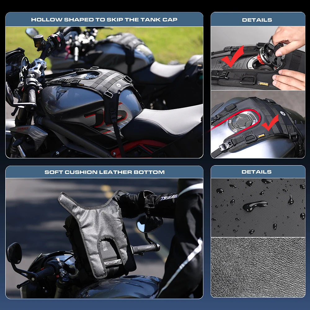 Rhinowalk Motorcycle Tank Bag | Waterproof 6L/8L/10L Front Bag & Backpack