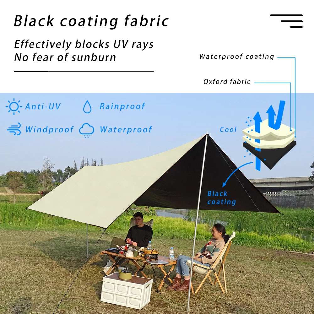 Black Coated Waterproof Camping Tarp | 99% UV Block Sun Shelter (3x3, 3x4, 3x5)