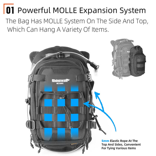 Motorcycle Tank Bag Backpack Set 9L Multi-Compartment with 1.5L Water Bladder