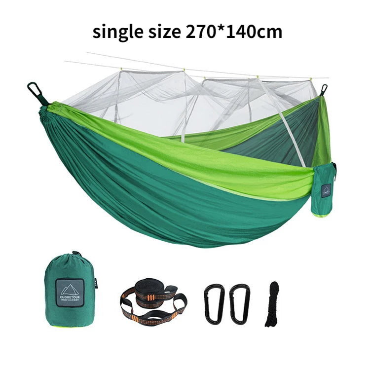 Portable Nylon Camping Hammock with Mosquito Net