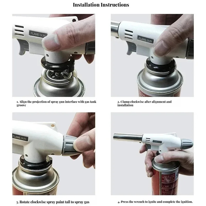 Portable Butane Gas Flame Torch | Auto-Ignition Cooking & BBQ Burner