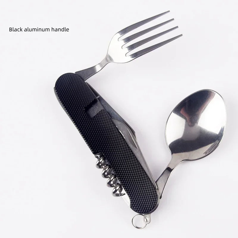 Foldable Camping Utensil Set | Multi-Functional Knife Fork Spoon Combo