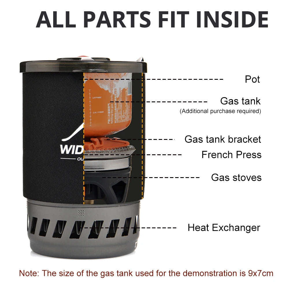 Camping Cooking System with Heat Exchanger | Portable Gas Stove & Cookware