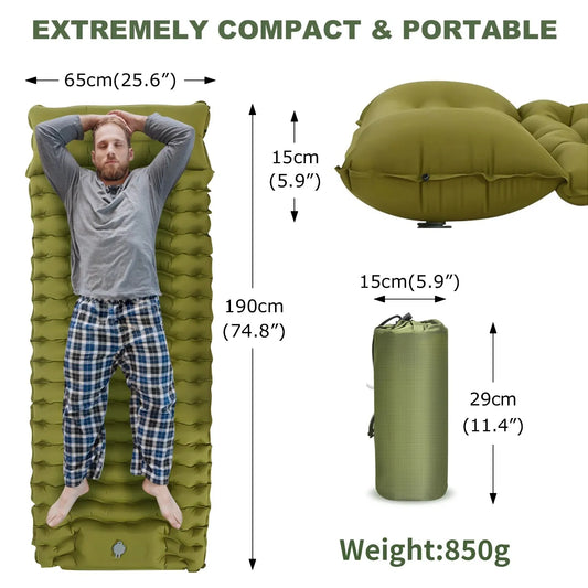 Thicken Inflatable Sleeping Pad | Built-in Pillow & Pump