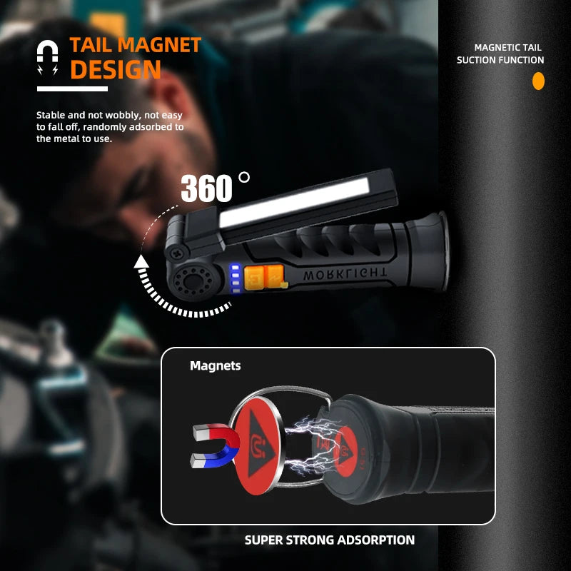 Multifunctional COB LED Flashlight | Portable Magnetic Work Light & Lantern