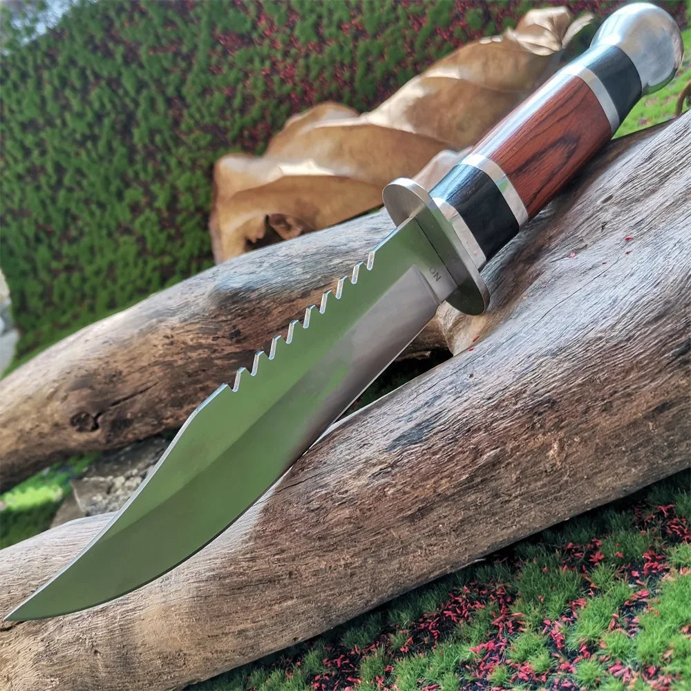 Tactical Fixed Blade Knife | 7Cr13Mov Steel Wood Handle
