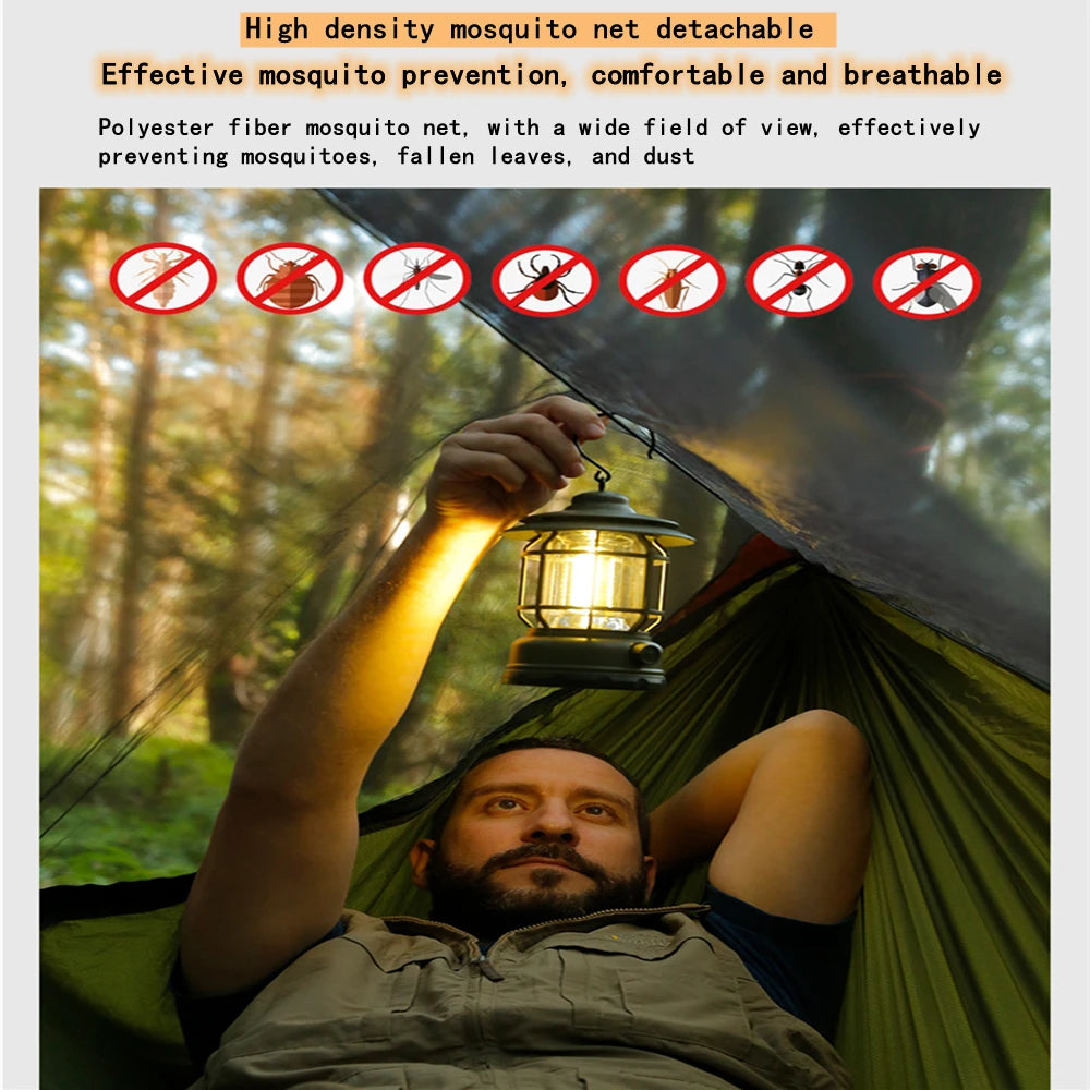 Camping Hammock With Mosquito Net & Awning Tent Canopy