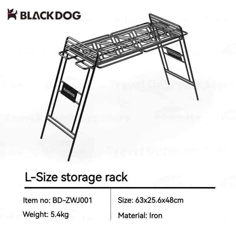 Camping Iron Storage Shelf Table | Portable Folding with Hangers