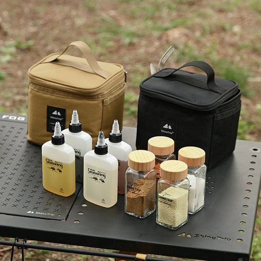 Portable Camping Seasoning Bottle Set | Sealing Oil Bottles & Storage Bag