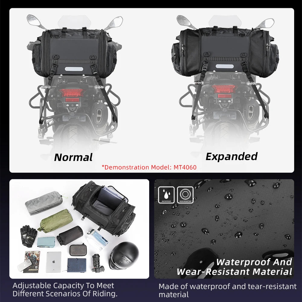 Expandable Waterproof Motorcycle Duffle Bag | 19L-80L Tail/Rack Luggage