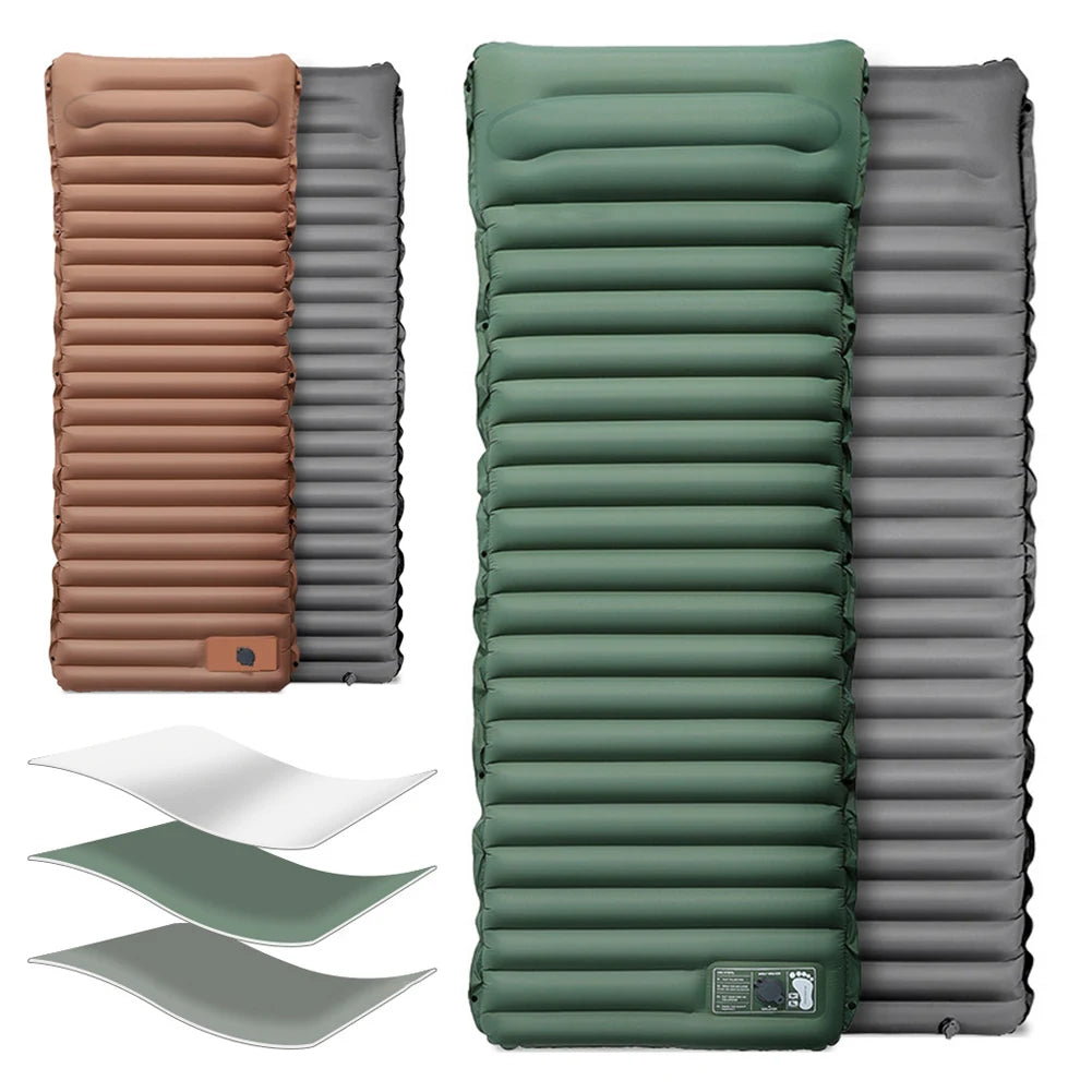 10cm Self-Inflating Sleeping Mat | Foot Pump & Pillow, Waterproof