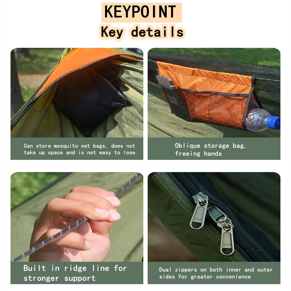 Camping Hammock With Mosquito Net & Awning Tent Canopy