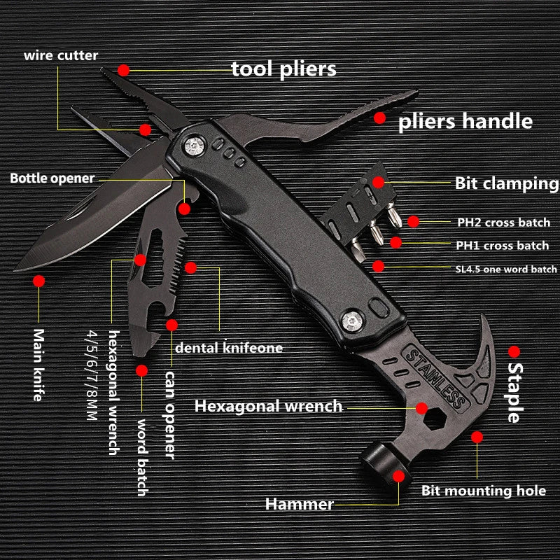 Multi-functional Folding Hammer | Vehicle Safety & Camping Tool