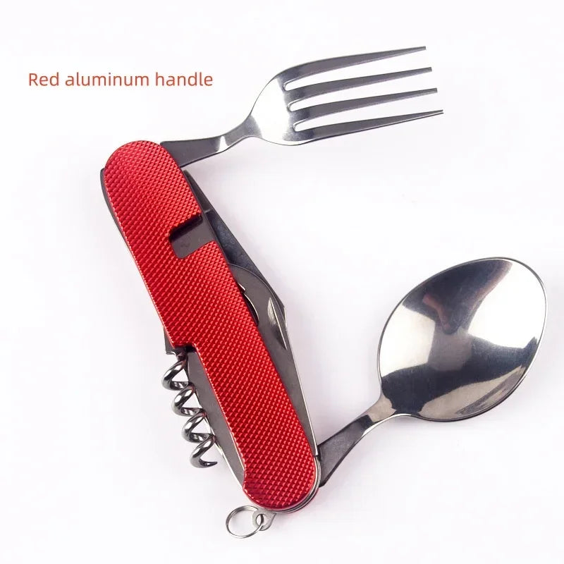 Foldable Camping Utensil Set | Multi-Functional Knife Fork Spoon Combo