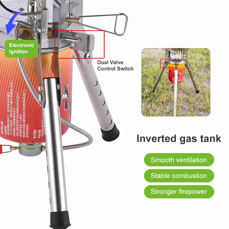 High Power 4360W Folding Camping Gas Stove | Adjustable Height Burner