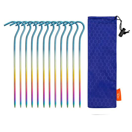 Ultralight Titanium Alloy Tent Pegs | 3.0*165mm Camping Stakes with Hook