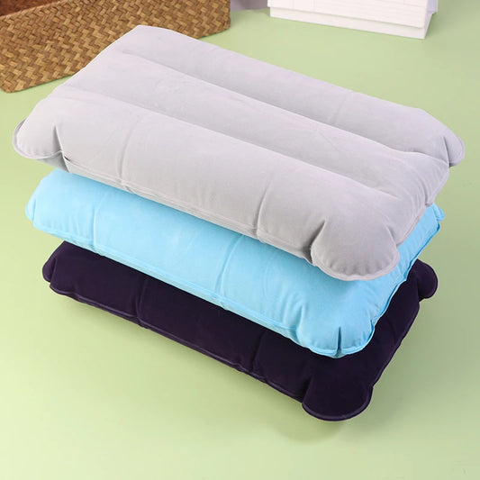 Portable Inflatable Flocking PVC Pillow | Travel Outdoor Head Rest