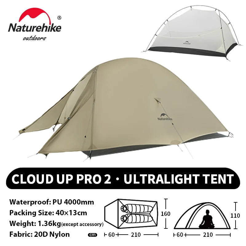 Naturehike Cloud Up 2 Ultralight 2 Person Camping Tent | 20D Waterproof