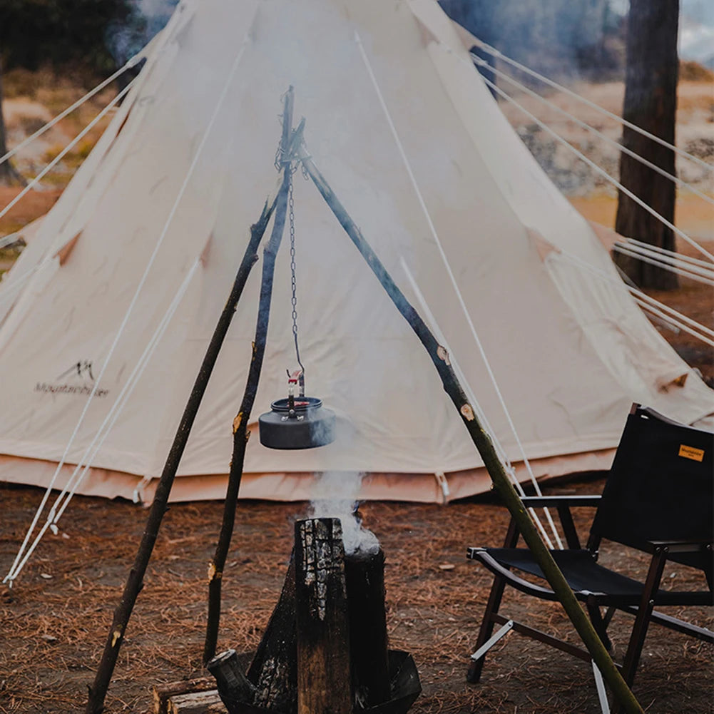 Camping Tripod Hanging Pot Bracket | BBQ Rack Hanger with Leather Storage Bag