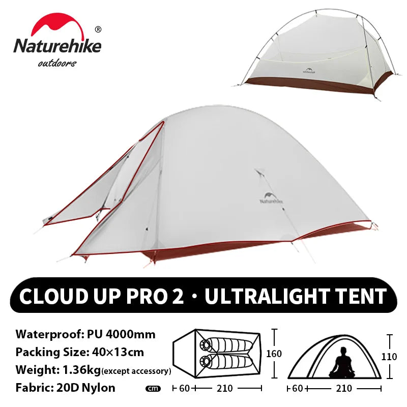 Naturehike Cloud Up 2 Ultralight 2 Person Camping Tent | 20D Waterproof