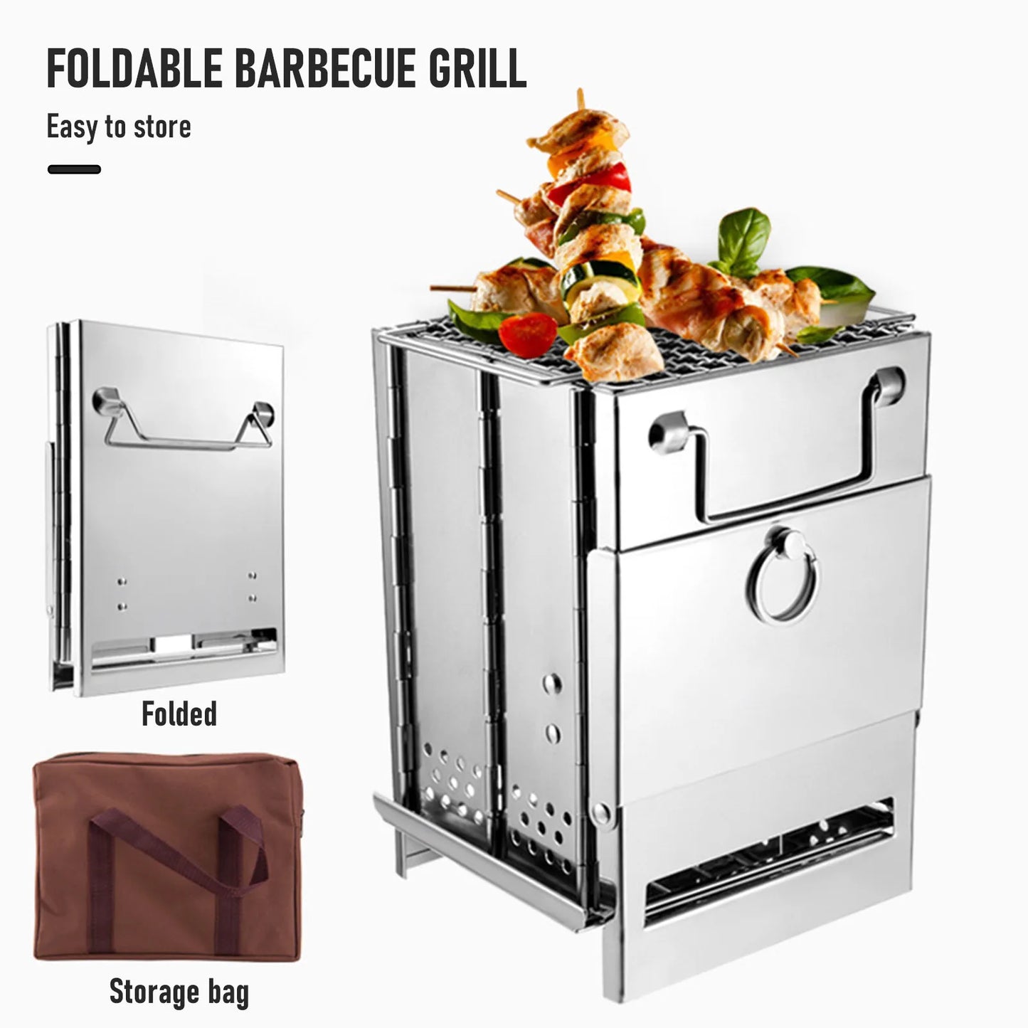 Portable Folding Stainless Steel Wood Stove | Mini Charcoal BBQ Grill