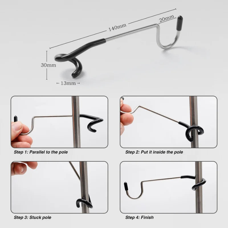 Stainless Steel Light Stand Holder Hooks | Portable Tent Pole Lamp Hanger
