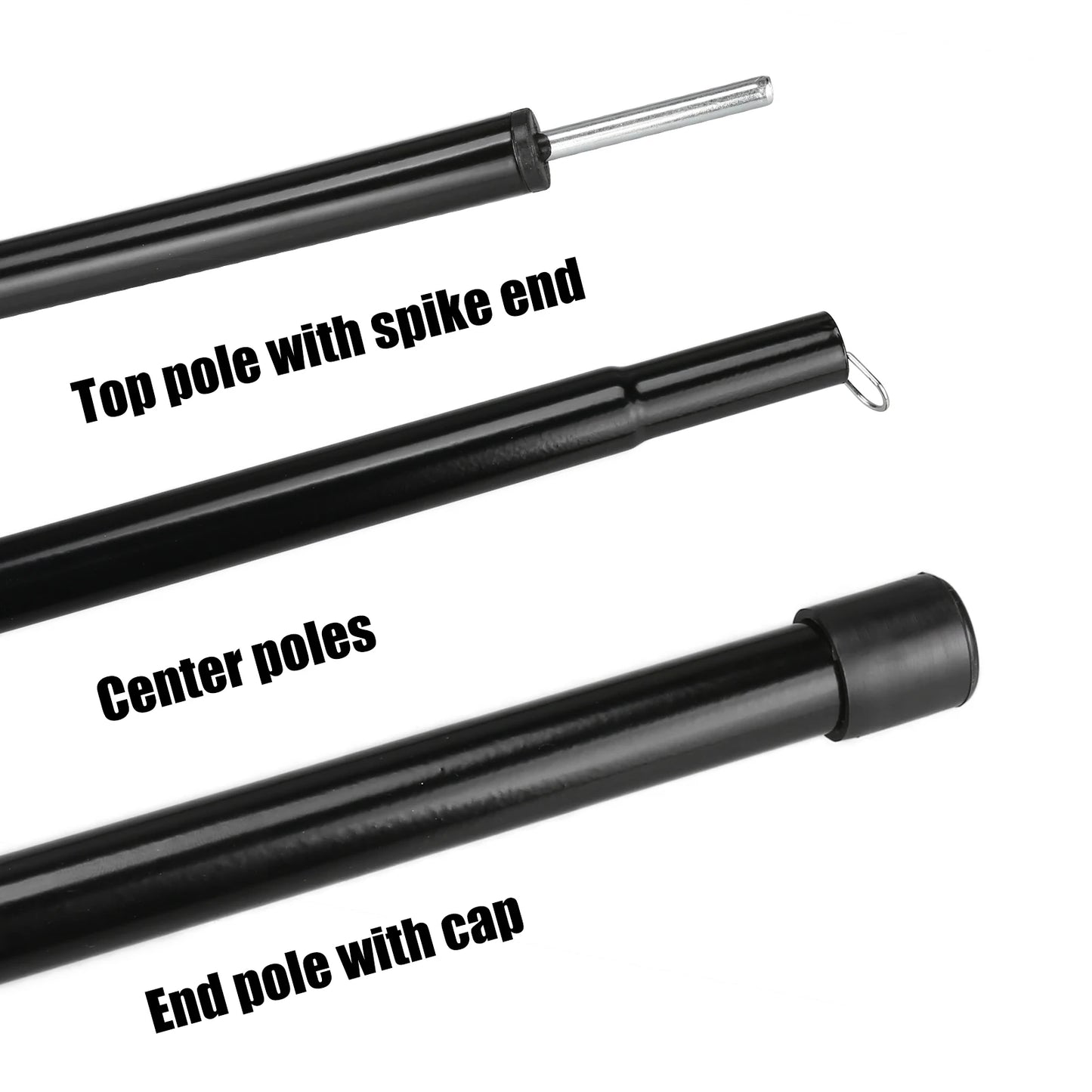 Adjustable Steel Tent Pole Set (2) | Tarp & Shelter Rods with Pegs & Ropes