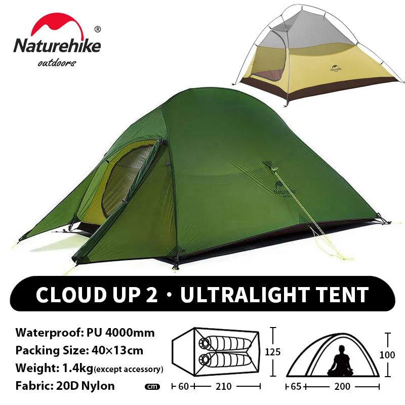 Naturehike Cloud Up 2 Ultralight 2 Person Camping Tent | 20D Waterproof