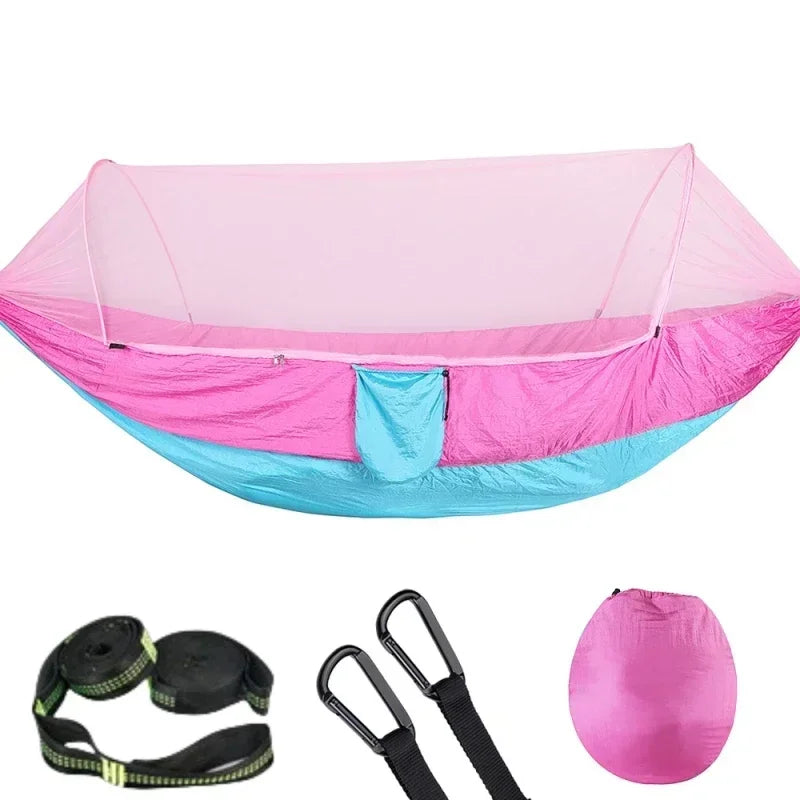 Pop-Up Portable Hammock with Mosquito Net | Lightweight Parachute Hammock
