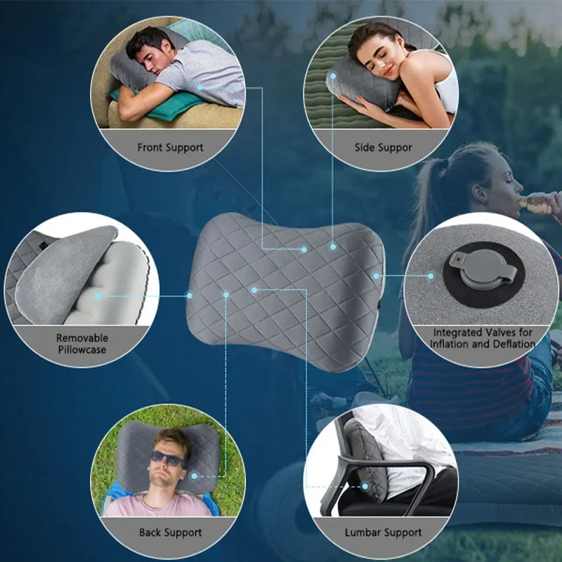 Ultralight Inflatable Camping Travel Pillow | Soft Washable Cover