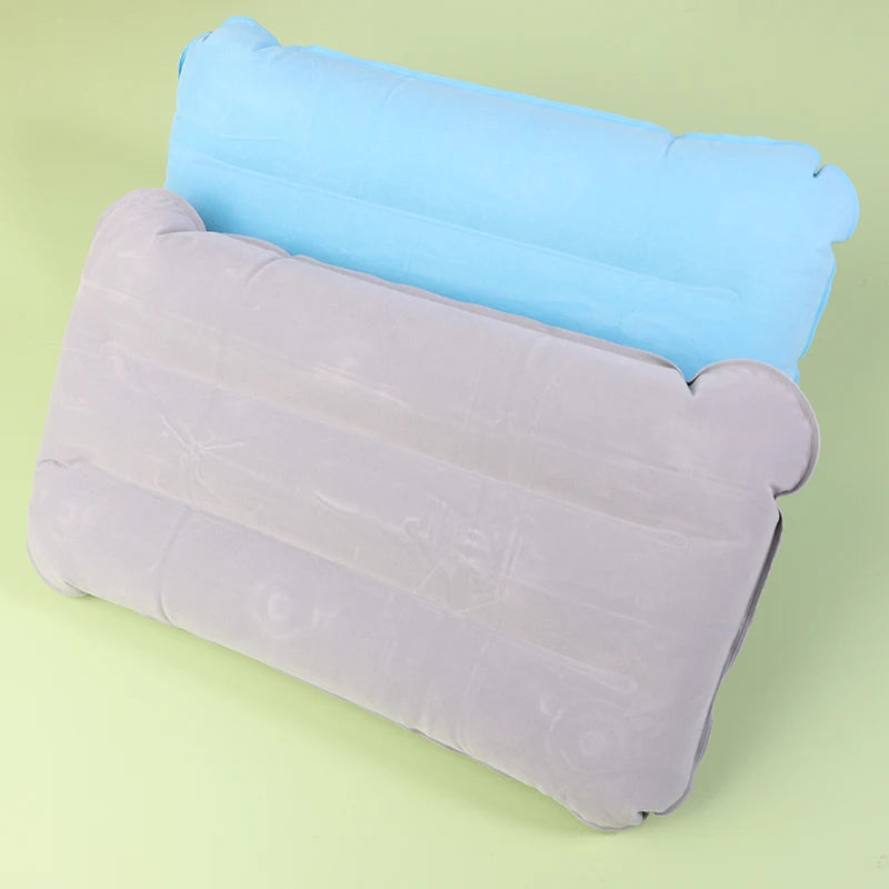 Portable Inflatable Flocking PVC Pillow | Travel Outdoor Head Rest