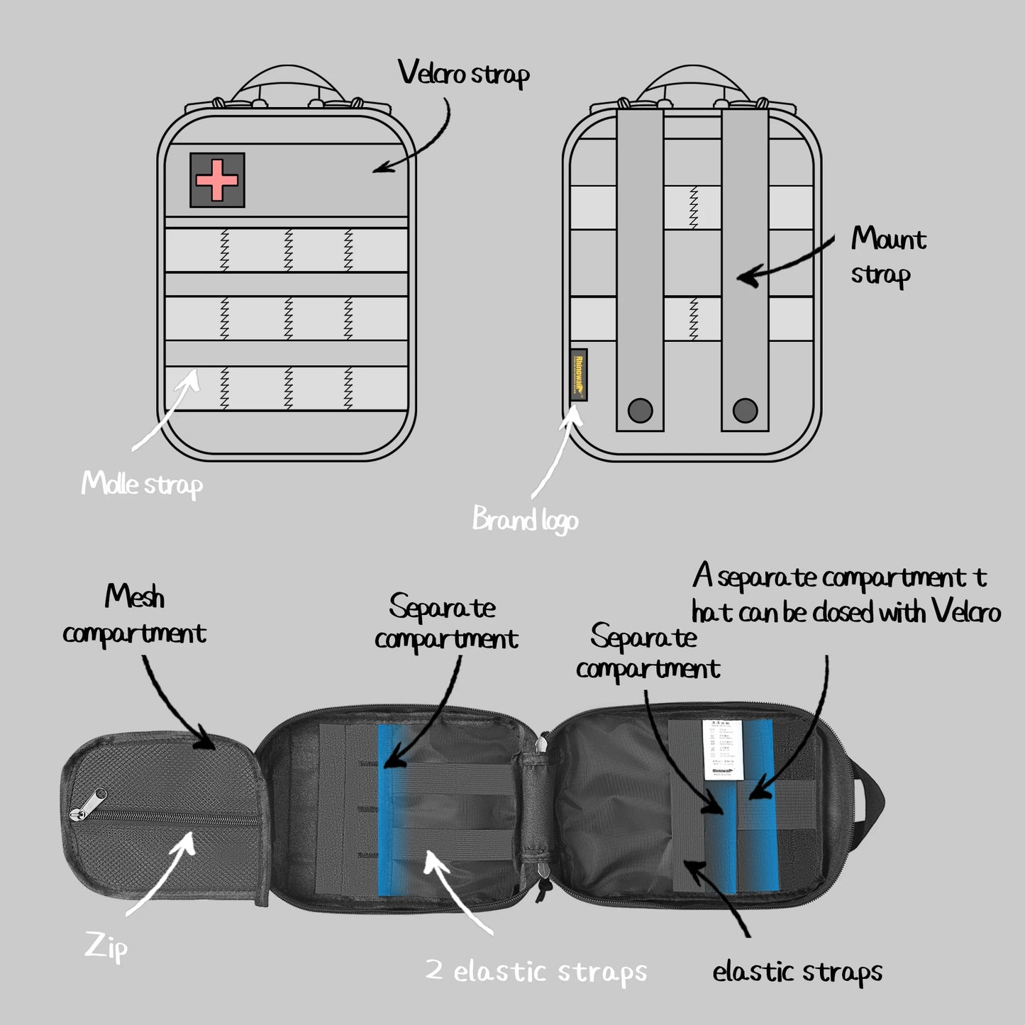 Motorcycle Medical Pouch | Emergency Storage Bag & Molle First Aid/Tool Bag