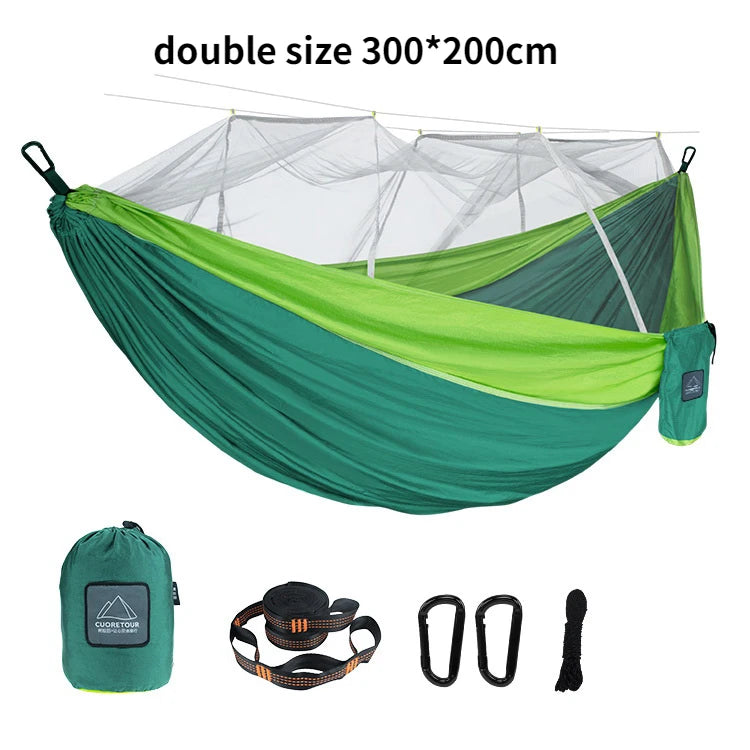 Portable Nylon Camping Hammock with Mosquito Net