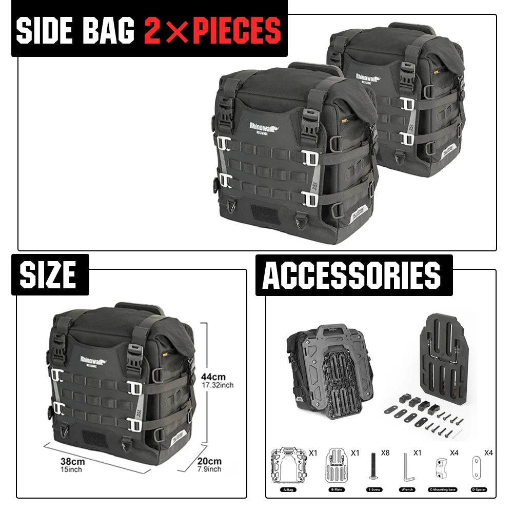 Waterproof 35L Motorcycle Side Bag | Anti-Fall Travel Luggage