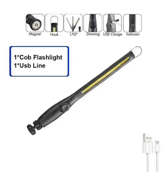 Portable COB Light | Magnetic LED Flashlight with Stepless Dimming