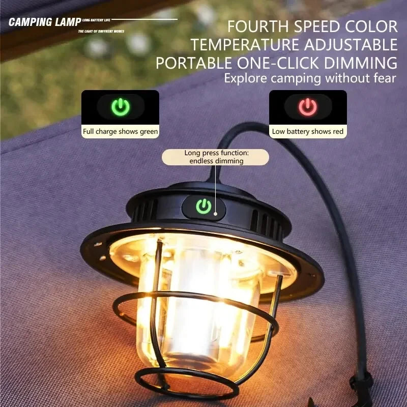 Portable Camping Lantern | Waterproof Emergency Light & Stepless Dimmable Tent Lamp